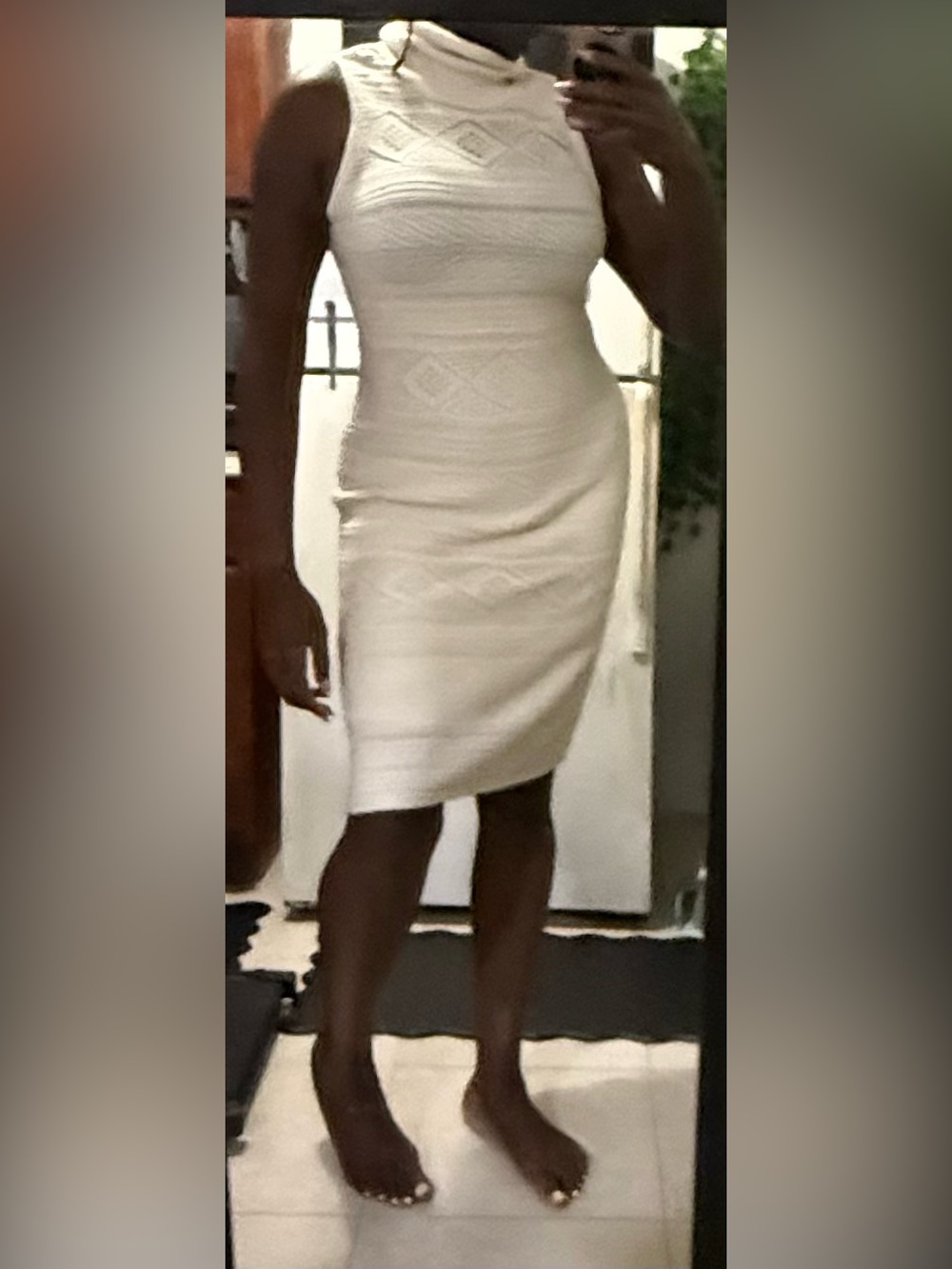 Lauren Ralph Lauren Cream Open Knit Turtleneck Maxi Dress L